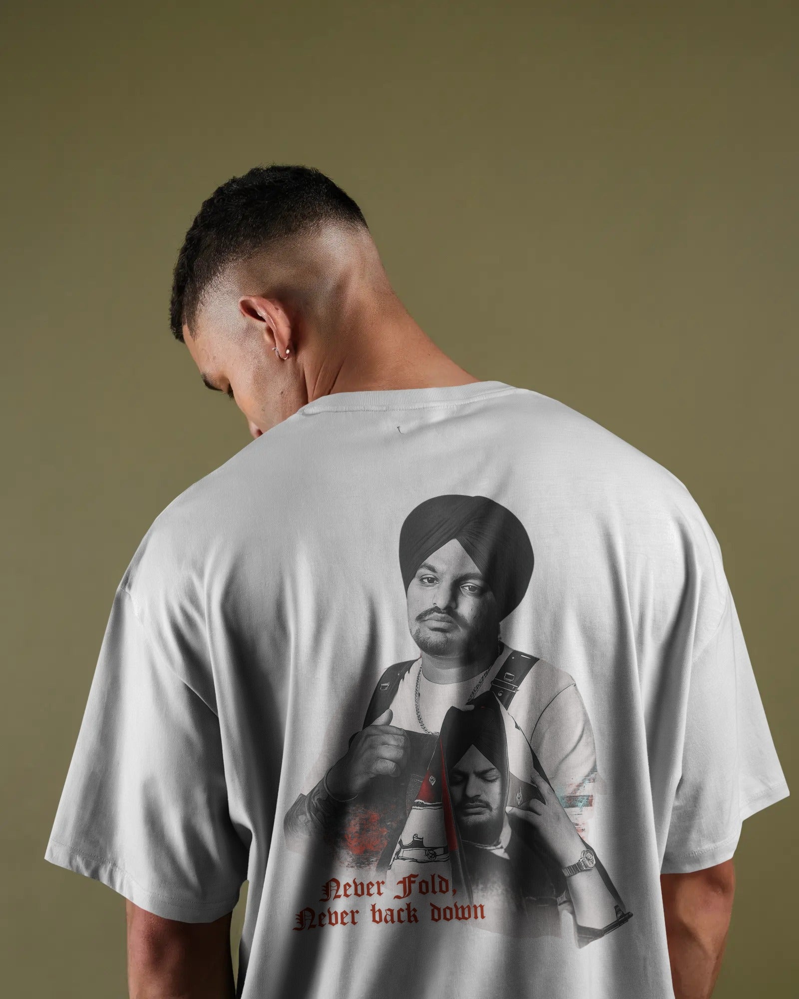 NEVER FOLD, NEVER BACK DOWN – SIDHU MOOSEWALA TRIBUTE TEE